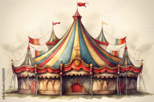 Illustration of a big beautiful circus tent.