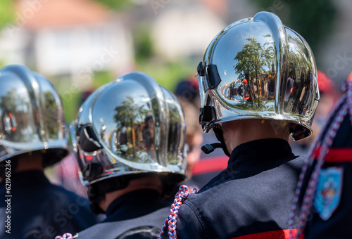 French firefighters back view