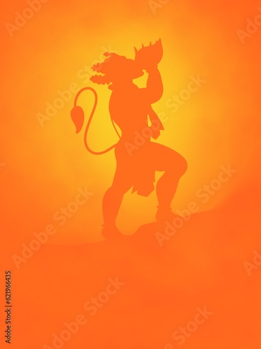 Lord Hanuman orange gradient poster