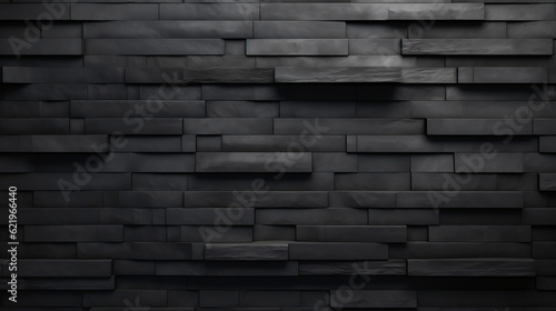 Corrugated rectangle geometric dark black anthracite stone concrete texture background, Generative Ai photo