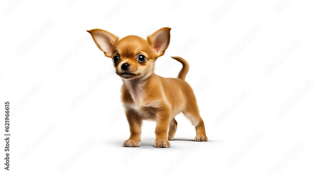 Cute Chihuahua puppy isolated on white background. Digital illustration generative AI. Cute Chihuahua puppy isolated on white background. Digital illustration generative AI.