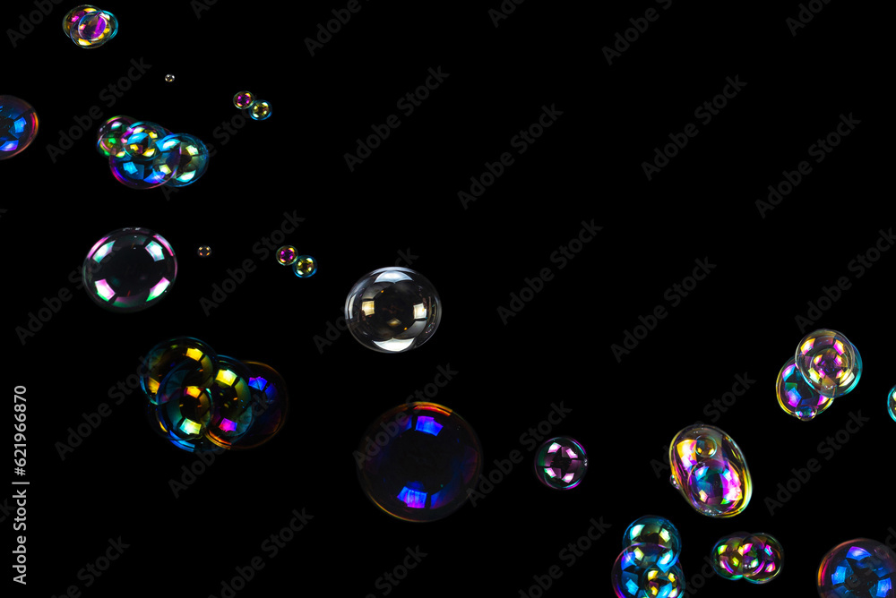 Soap bubbles isolated on a black background Soap bubbles isolated on a black background