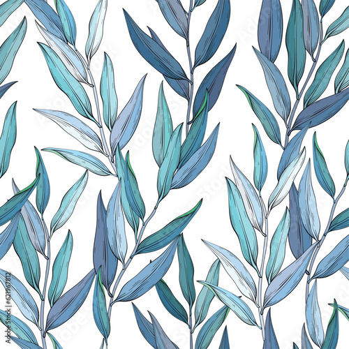 Eucalyptus twigs seamless pattern design.
