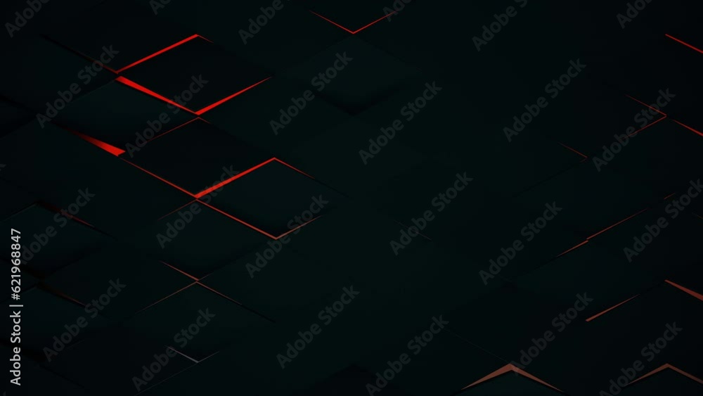 3D render futuristic animated background from rhomb shapes with neon back lighting, minimal diamonds grid tiles pattern with random objects displacement, 4K live wallpaper