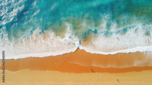 Surf surfing sport seascape summer vacation holiday waves travel sea background panorama - Two colorful surfboards on the sand beach, coastline, Generative Ai