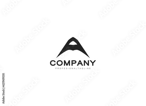 Abstract Initial Letter A Mountain Logo. Geometric Line Shapes Letter A with Mountain Icon Isolated on White Background. Suitable For Business and Branding Logos. Flat Design Vector Template Elements