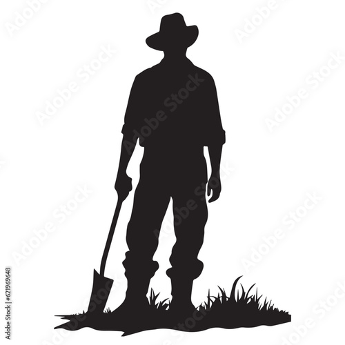 Silhouette Worker vector illustration on a field