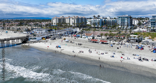 Photos Oceanside, California, looking at the  Downtown on the Beach with the Pier in th