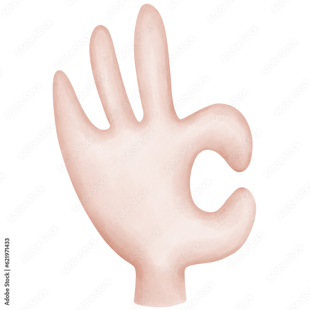 Hand drawn cute colorful cartoon OK hand illustration. Hand drawn cute colorful cartoon OK hand illustration.