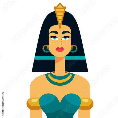 Egyptian queen flat style vector illustration, Hatshepsut Pharaoh stock vector image