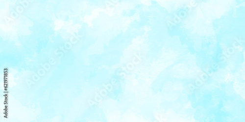 Blurred light sky blue watercolor background with watercolor paint splash and stains  acrylic and painted soft blue design watercolor picture painting illustration perfect for presentation and design.