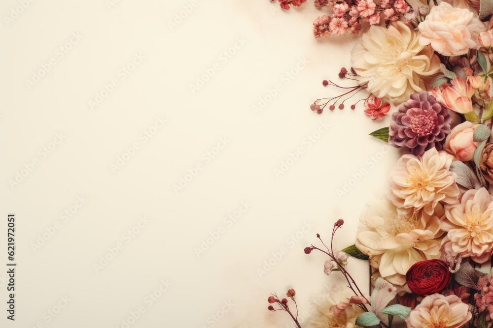 Floral composition center blank space Floral composition center blank space