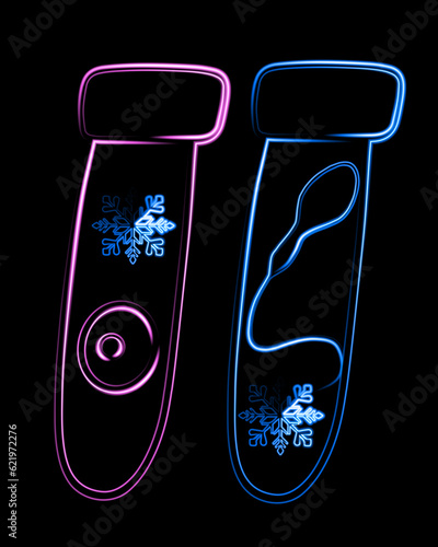 Vector isolated illustration of egg sperm freezing. Egg and sperm donation. Artificial insemination. In vitro fertilization.