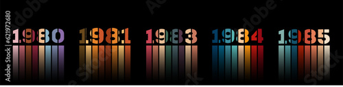 Set of retro futurism years, Vintage Striped prints. T-shirt Design in the 80s - 90s. Eighties style. Fashionable forms for merch and t-shirts. Vector set of striped elements. 80s, 1980s