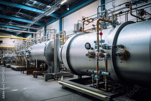 Utilizing liquid nitrogen tanks and heat exchanger coils for industrial gas production, optimizing efficiency and reliability in the manufacturing process photo