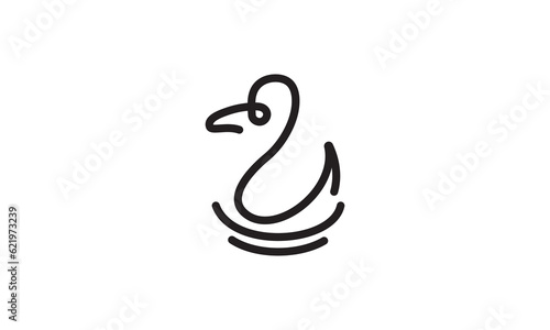 Fotografiet Duck bird swan mallard line art logo vector desig