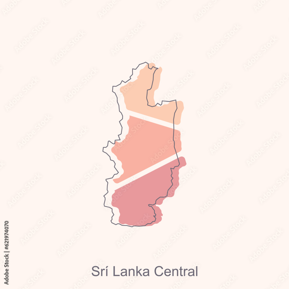 vector file map of Sri Lanka Central, Geometric Map of Sri Lanka Region Vector Design Template. Editable Stroke