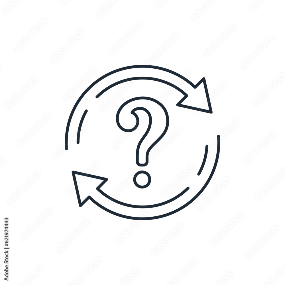 Recurring questions. Frequently Asked Question. Vector linear icon isolated on white background. Recurring questions. Frequently Asked Question. Vector linear icon isolated on white background.