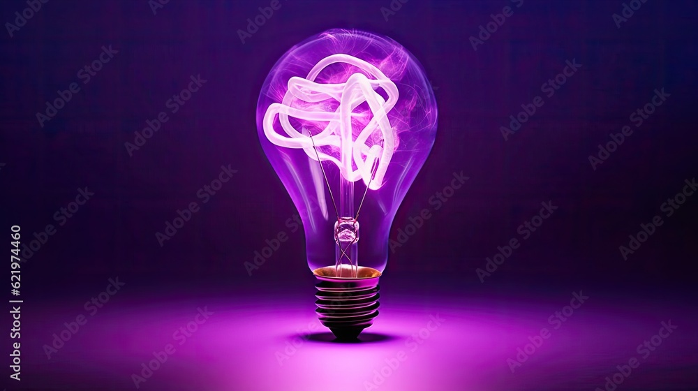 A captivating image showcasing the radiance of a neon light bulb's filament in a brilliant shade of purple, signifying the imaginative and visionary nature of an individual idea. A captivating image showcasing the radiance of a neon light bulb's filament in a brilliant shade of purple, signifying the imaginative and visionary nature of an individual idea.