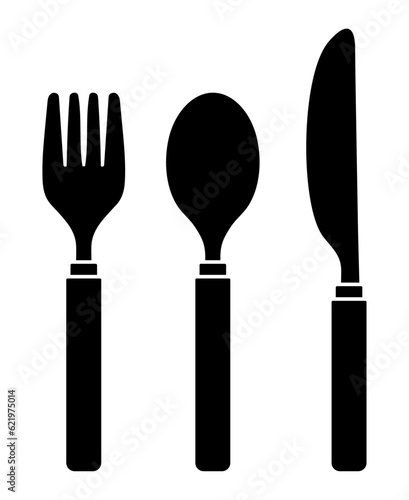フォークとスプーンとナイフのシルエット