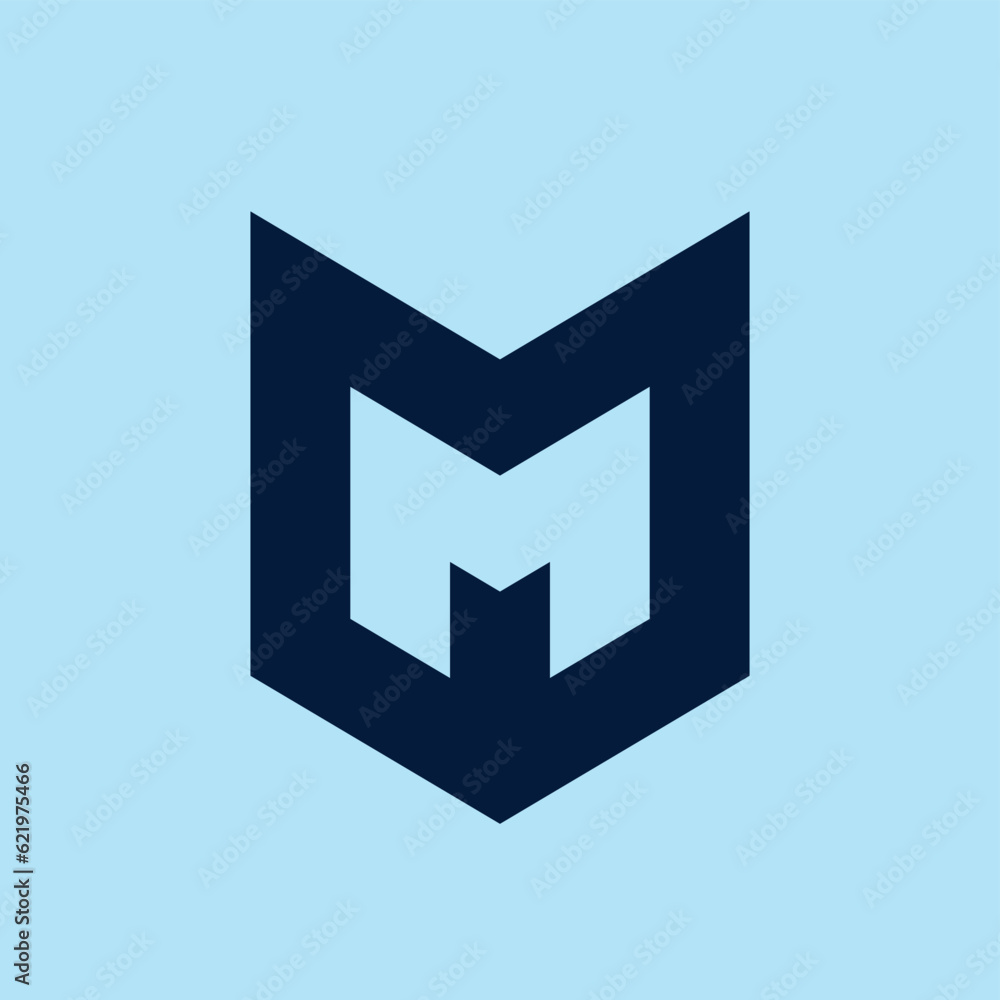 M shield logo monogram. Simple, modern and clean line logo design branding M shield logo monogram. Simple, modern and clean line logo design branding