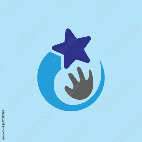 Hands reaching star logo design ideas. Simple, clean and modern logo branding