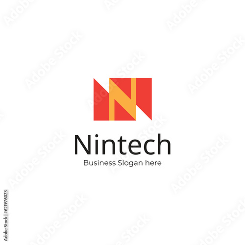 Free Download N Nintech Letter Logo Blue and Yellow Shape  Logos. Flat Vector Logo Design Template Element - GFXLoad