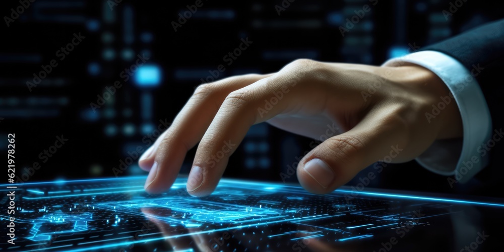 Businessman touching huge display with CYBERNETICS inscription, modern technology concept, generative ai
Businessman touching huge display with CYBERNETICS inscription, modern technology concept, generative ai