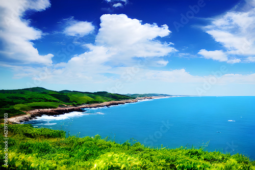 Blue sky and summer landscape ocean 