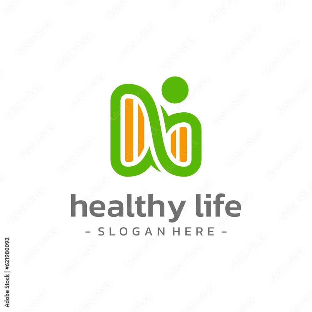 Letter H healthy living logo template design vector.