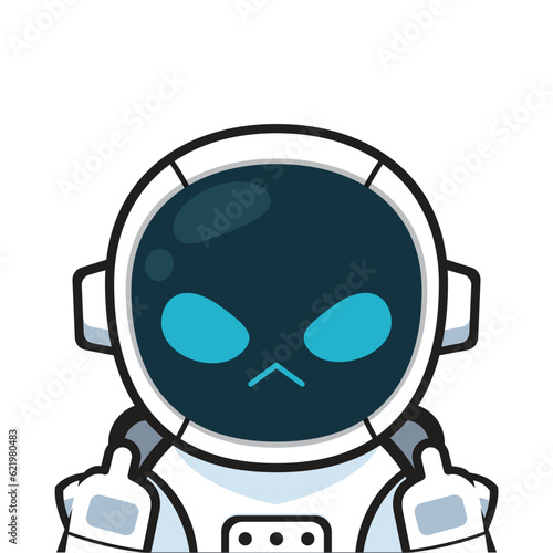 An Astronaut is showing his Middle Fingers. Isolated Vector Illustration