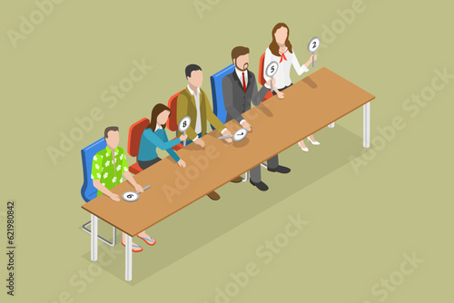 3D Isometric Flat Vector Conceptual Illustration of Jury, Contest Judges
