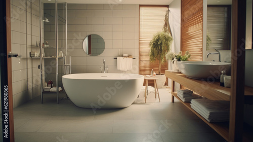 Modern and elegance bathroom interior with waredrobe