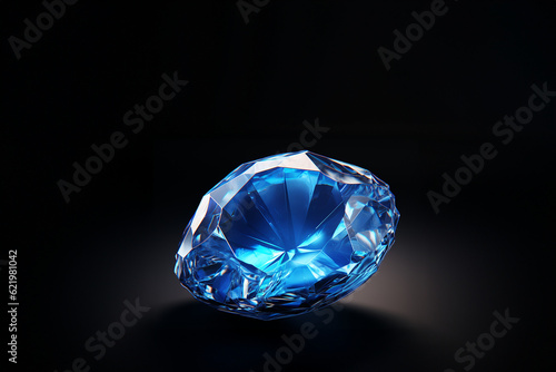 Blauer unbehandelter Diamant Saphir Nahaufnahme, ai generativ