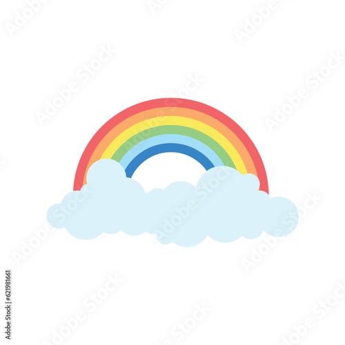 rainbow element with cloud vector illustration