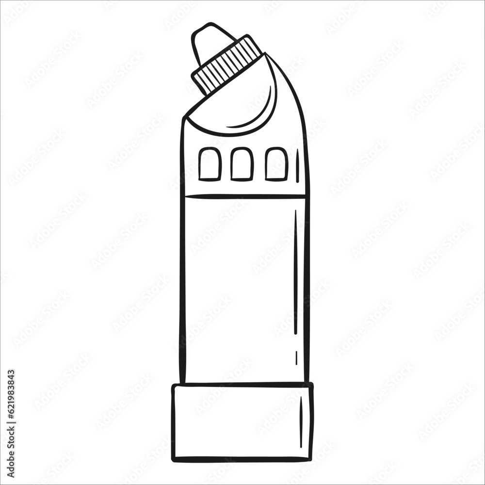 Toilet cleaner gel bottle. Hand drawn vector illustration Toilet cleaner gel bottle. Hand drawn vector illustration