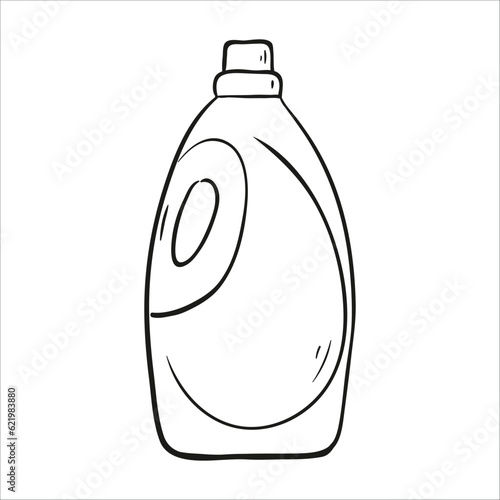 Laundry detergent plastic bottle. Hand drawn vector illustration