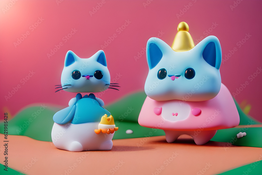 Cute animals having a happy sunny day Generative AI,