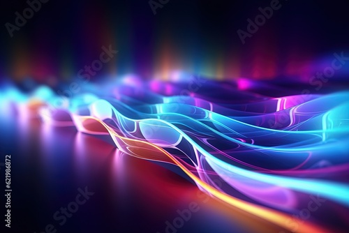 abstract futuristic background with pink blue glowing neon moving high speed wave lines and bokeh lights. Data transfer concept Fantastic wallpaper,