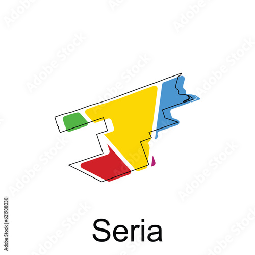 Map of Seria colorful geometric design with outline illustration template, logotype element for template.