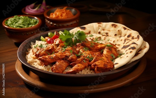 Chicken tikka masala: a flavorful and spicy curry dish made with tender meat, Generative Ai
