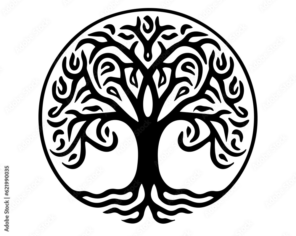 Trees Ecology Symbol Vector Vyaz Pattern Ink Ancient Logo Foliage Trees Ecology Symbol Vector Vyaz Pattern Ink Ancient Logo Foliage