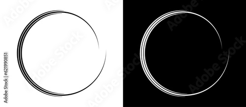 Circle abstract background with lines in spiral. Illusion of dynamic transition. Black lines on a white background and white lines on the black side.