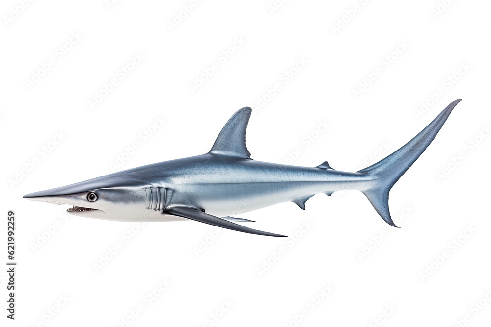 Thresher shark Alopias , Transparent background. generative AI Thresher shark Alopias , Transparent background. generative AI