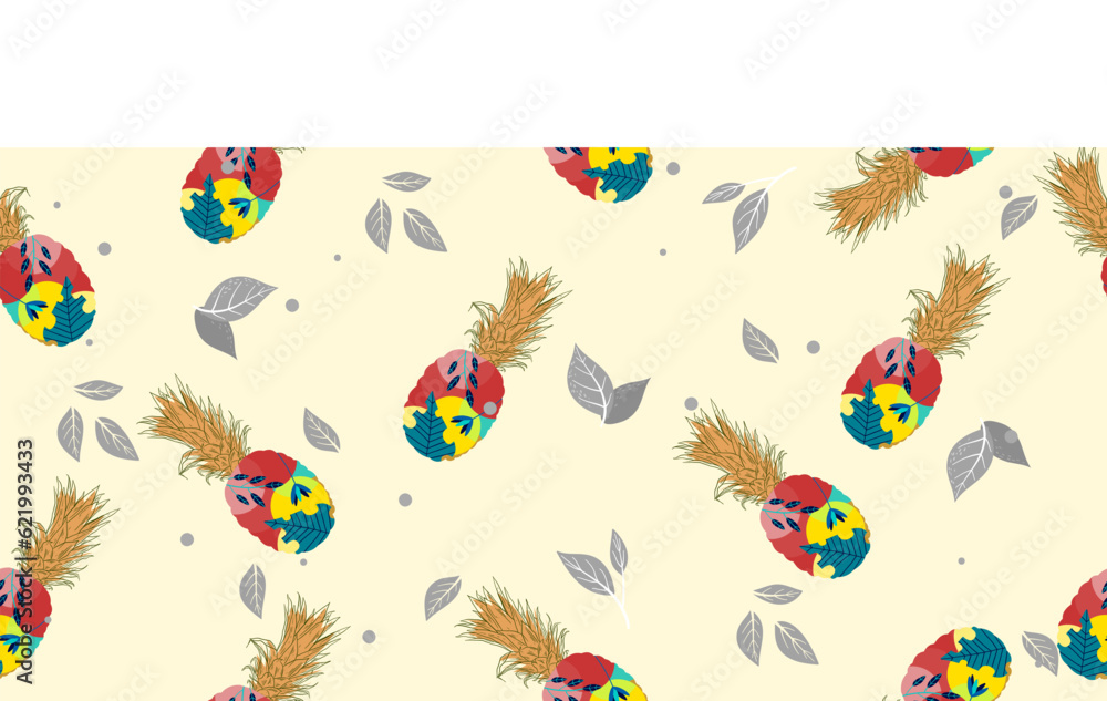 Fototapeta premium unique abstract summer pineapple fruits seamless pattern background