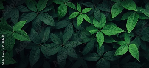Closeup green leaves background  Overlay fresh leaf pattern  Natural foliage textured and background. Created with Generative AI technology.