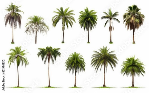 Isolated tropical coconut palm tree Cocos nucifera, Generative AI
