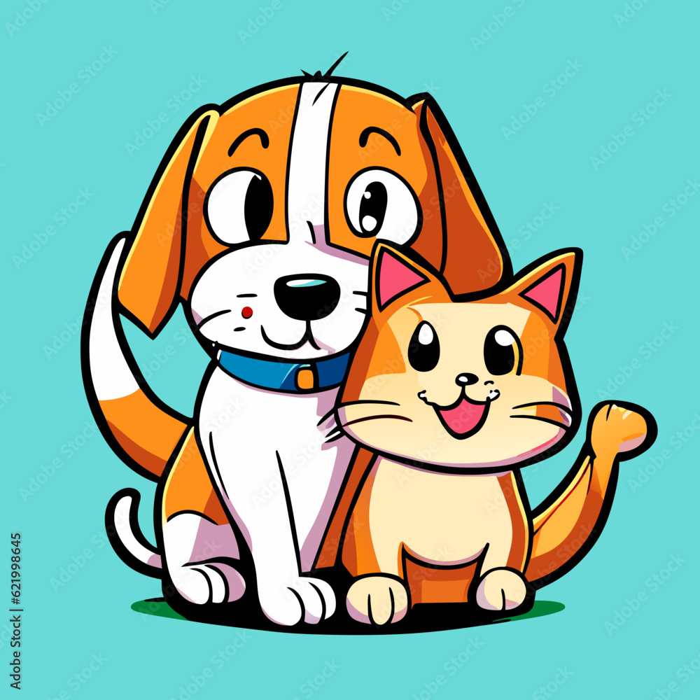Fototapeta premium hilarious cartoon strip showcasing the everyday adventures of a mischievous cat and a curious dog