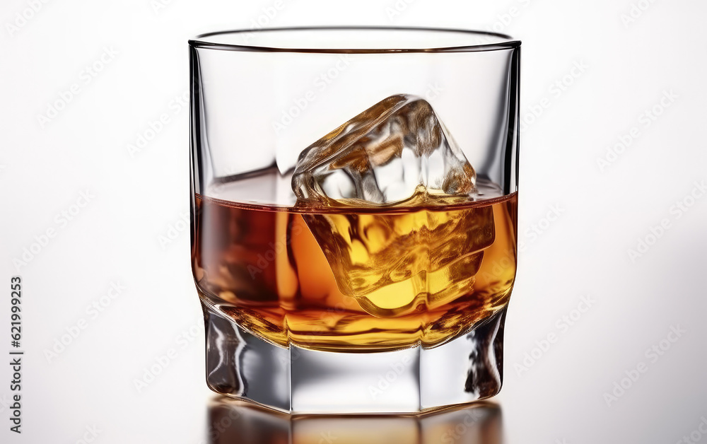 Glass of whiskey isolated white background, Generative AI