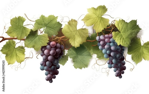 Grapevines isolated on white background, Generative AI